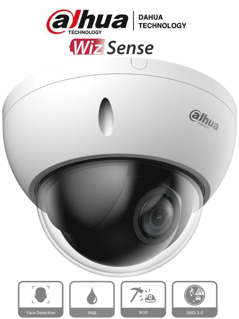 Cámara IP PTZ de 2 MP 4x de Zoom óptico / Detección facial/ Antivandálica IK10/ Exterior IP66/ Ranura para MicroSD/ PoE SD22204DB-GNY - Imagen 2
