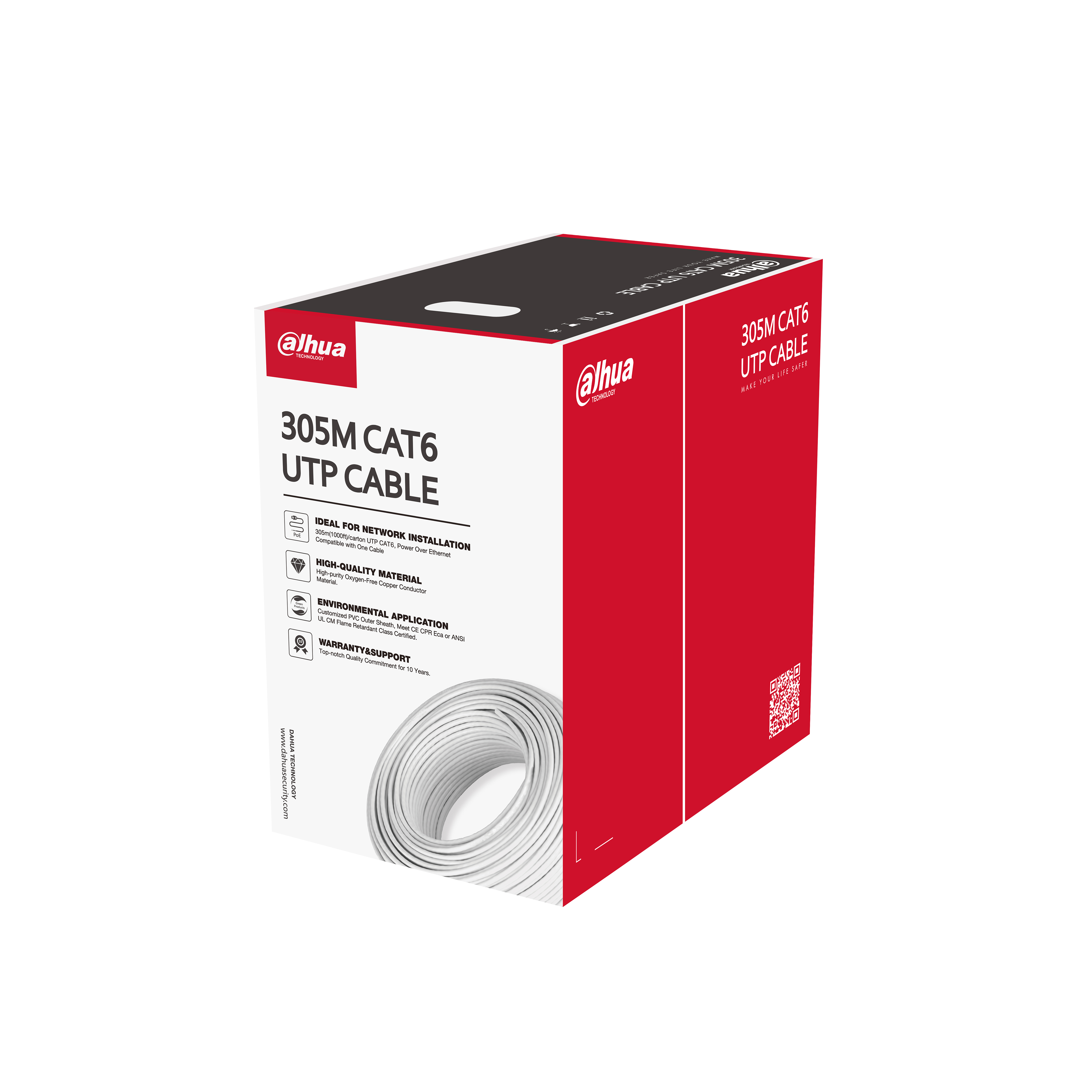 CABLE UTP CAT 6 INTERIOR DAHUA 305 MTS COBRE DH-PFM920I-6UN-C
